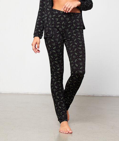 Pantalon imprim&eacute; noir.