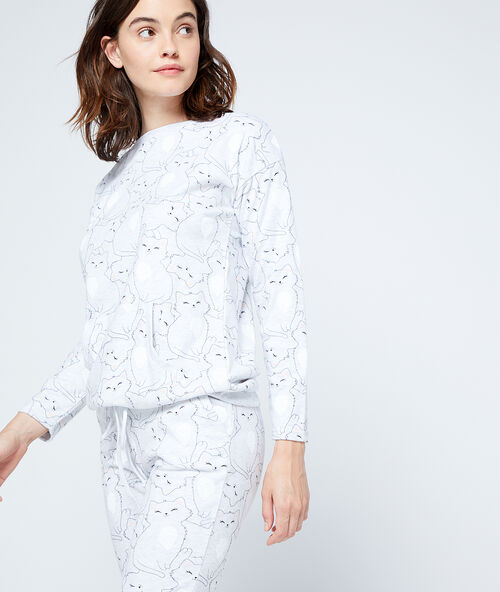 Sweat imprim&eacute; chats gris.