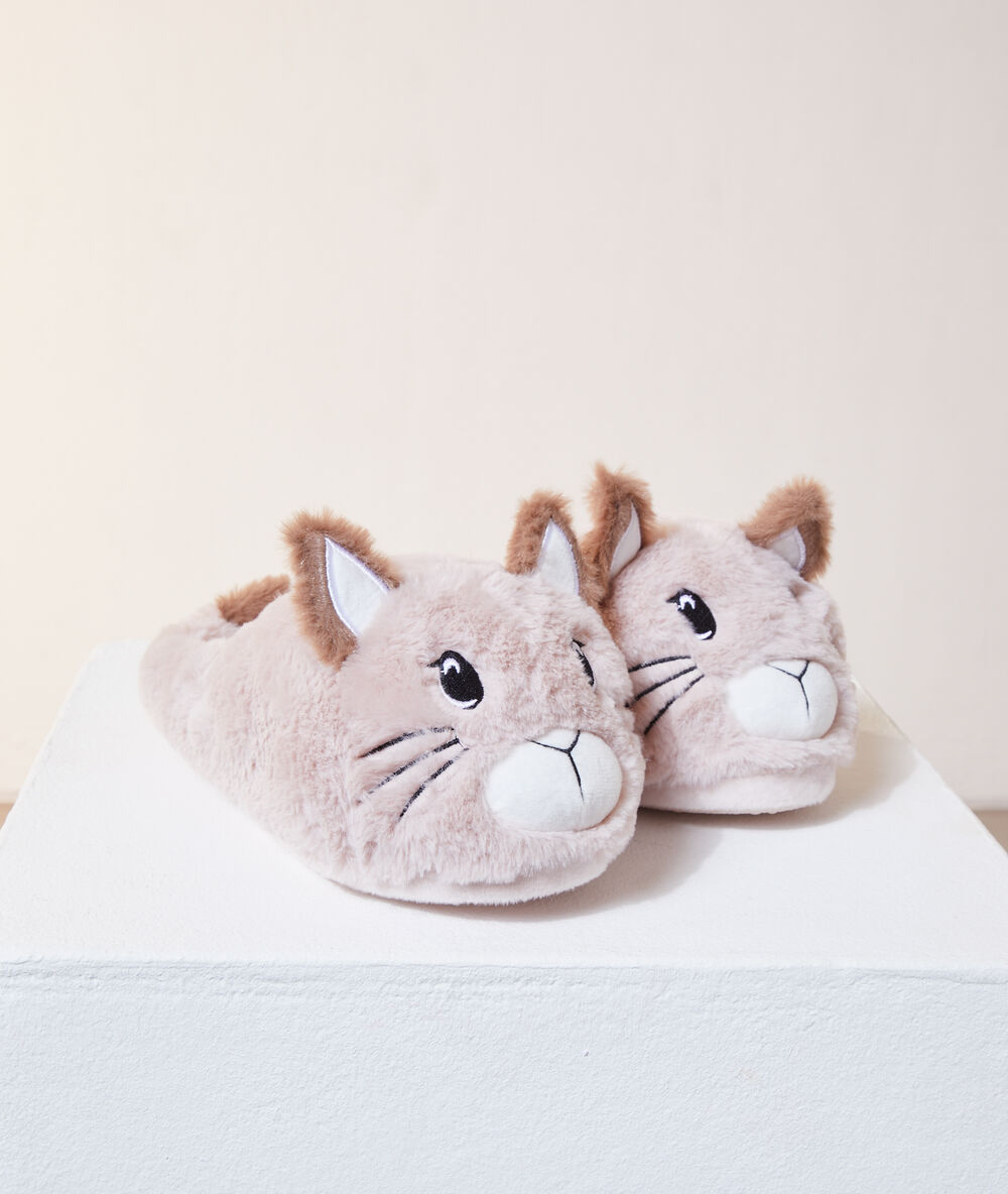 Open pantoffels, eekhoorn beige.