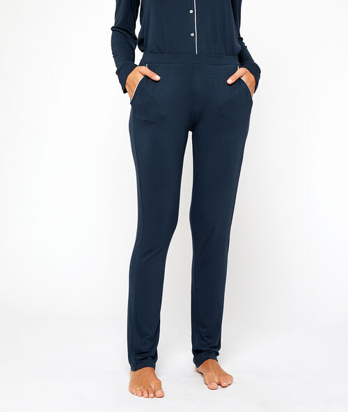 Pantalon uni bleu canard.