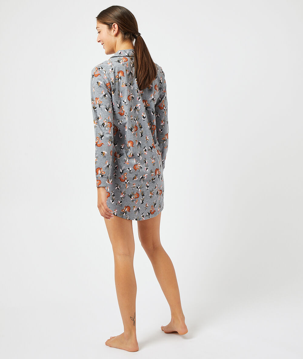 Chemise de nuit imprimée anthracite.
