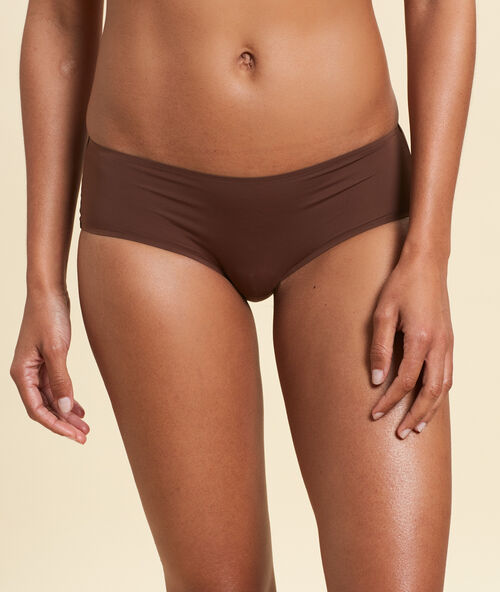 Shorty en microfibre marron clair.