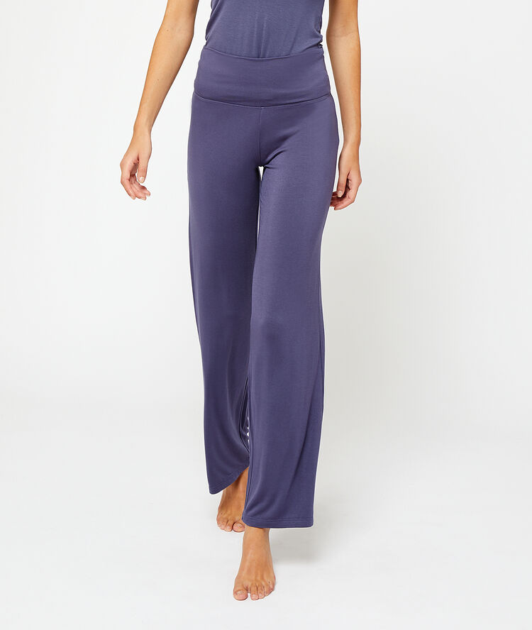 Pantalon en viscose indigo.