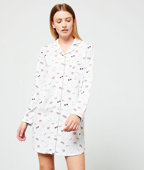 Liquette imprim&eacute;e ecru.