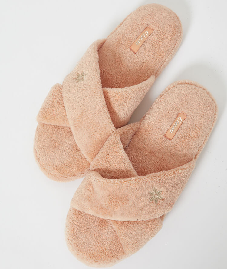 Open pantoffels rose.