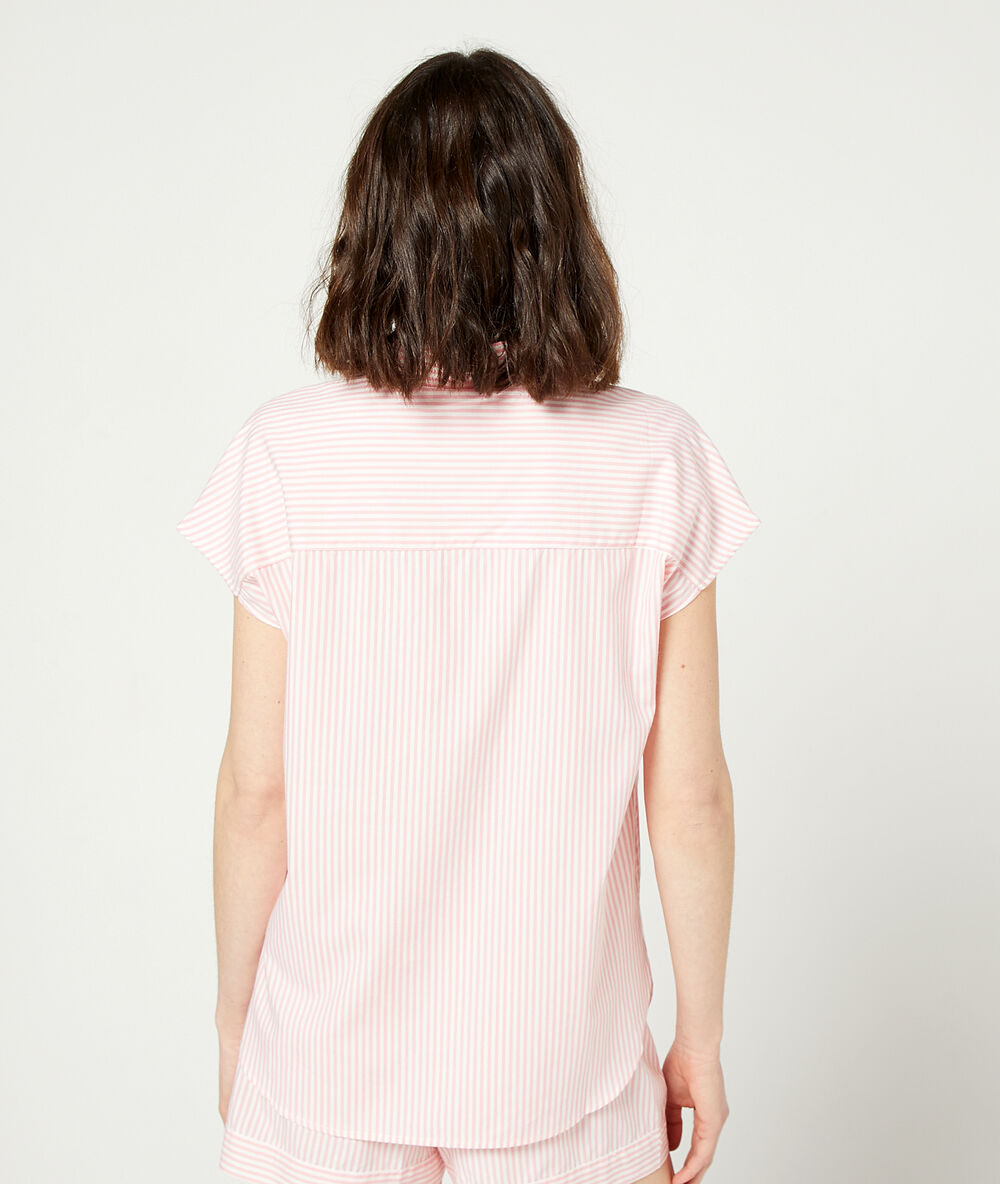 Gestreept pyjamavest rose.
