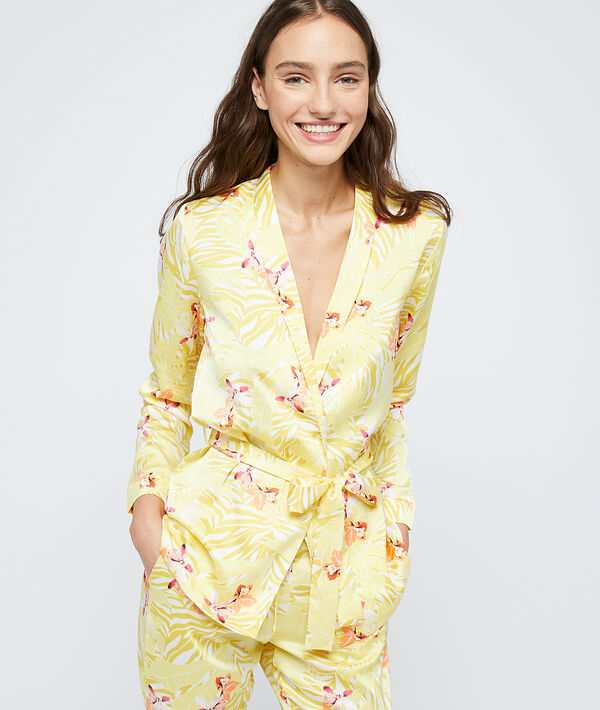Chemise de pyjama satinée ceinturée Chemise de pyjama satinée ceinturée;${refinementColor}