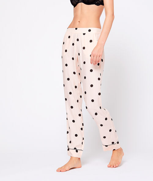 Pantalon &agrave; pois rose.