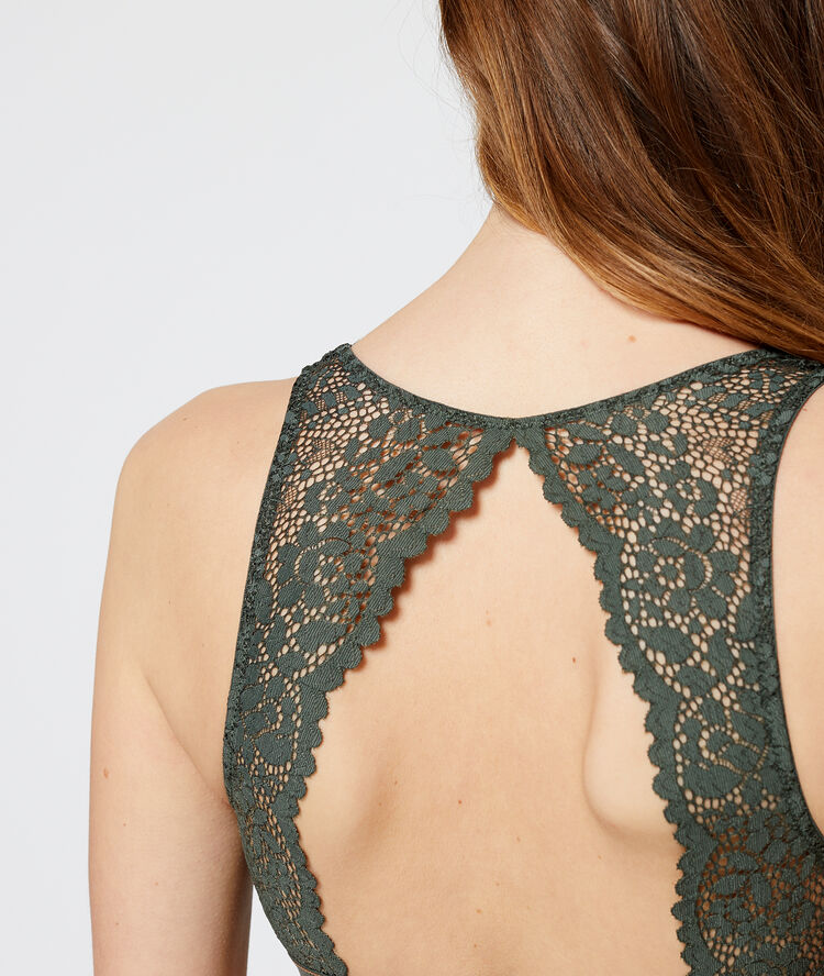 Brassière, dos dentelle kaki.
