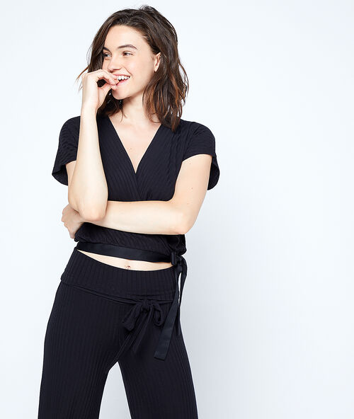 Cache-c&oelig;ur top, om te knopen zwart.