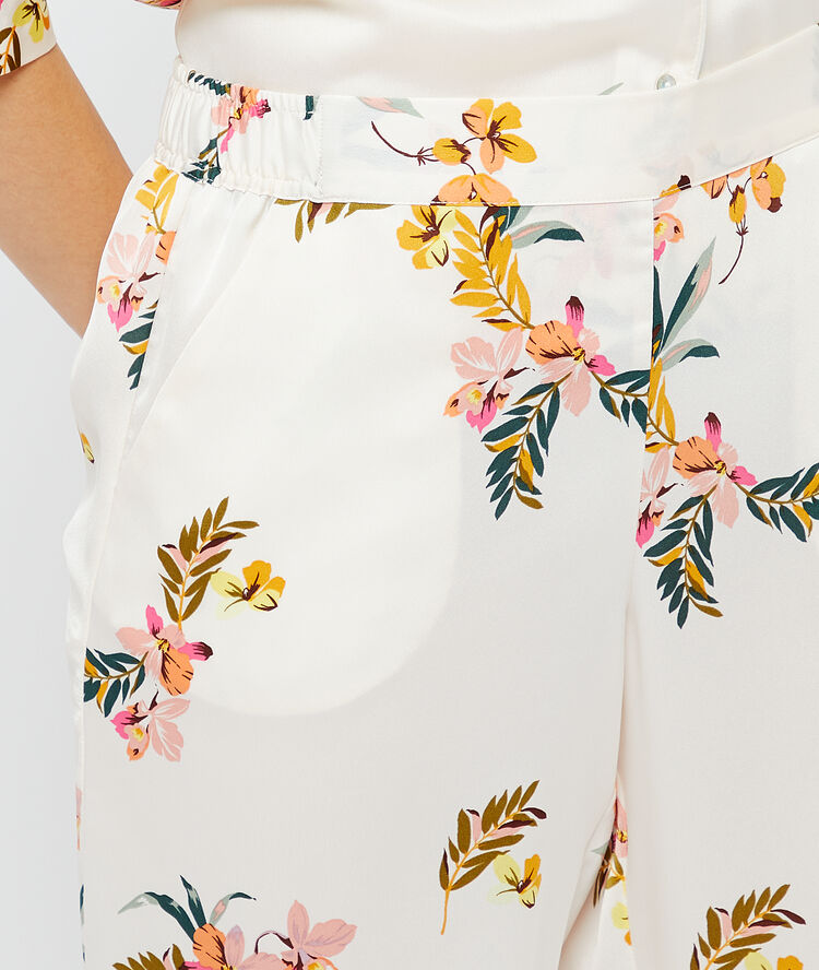 Broek met print in gerecycled polyester print donker ecru.