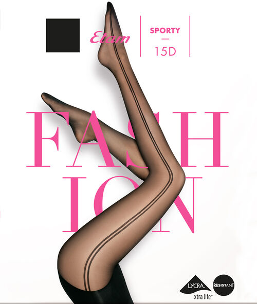 Panty met zijband zwart.