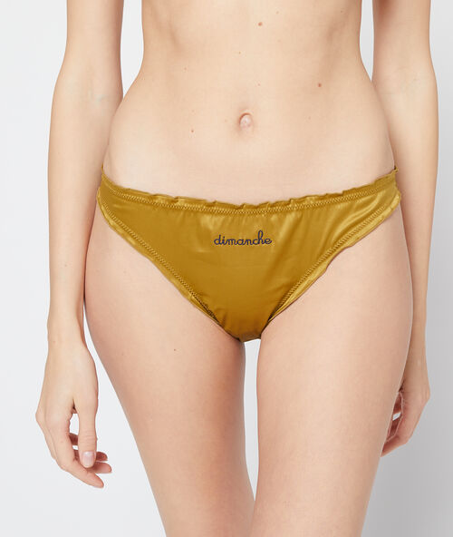Satijnen slipje 'dimanche' kaki.