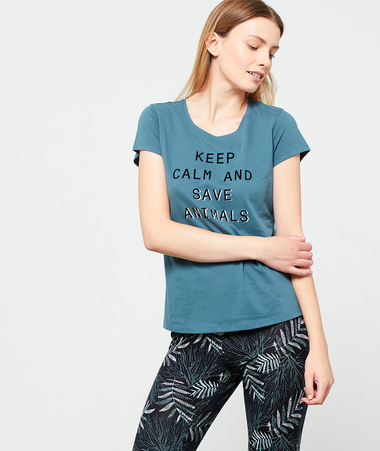 T-shirt in biologisch katoen blauw.