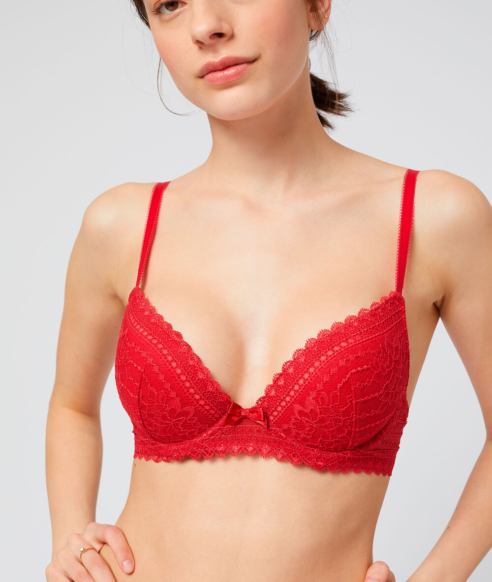 Soutien-gorge n°2 - push-up plongeant rouge.