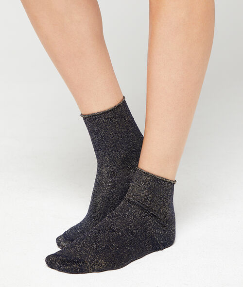 Sokken met gemetalliseerde draad blauw.