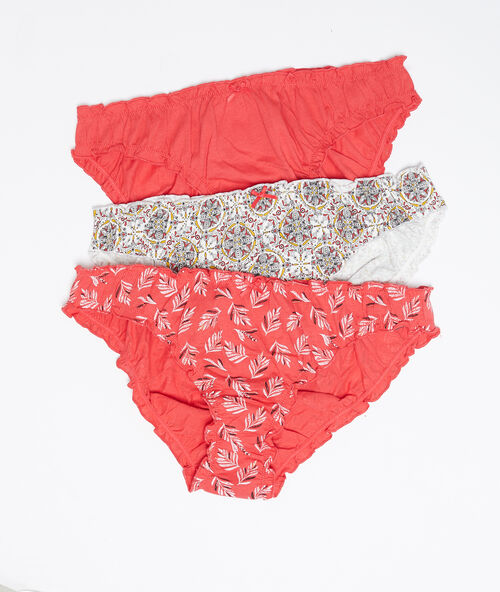 Set met drie katoenen slipjes rood.