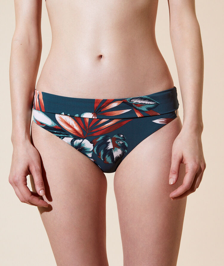 Bas de bikini multipositions bleu petrole.