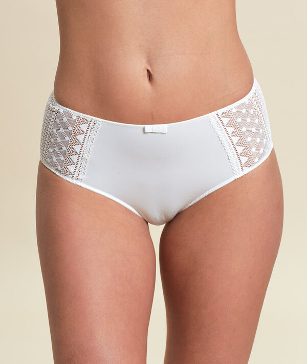 Culotte taille haute en microfibre et dentelle Culotte taille haute en microfibre et dentelle;${refinementColor}