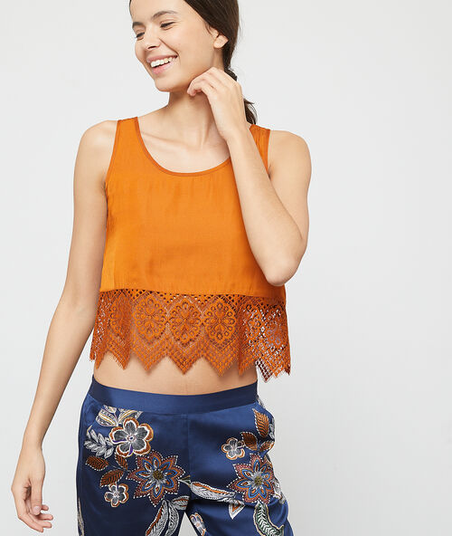 Kanten top okergeel.