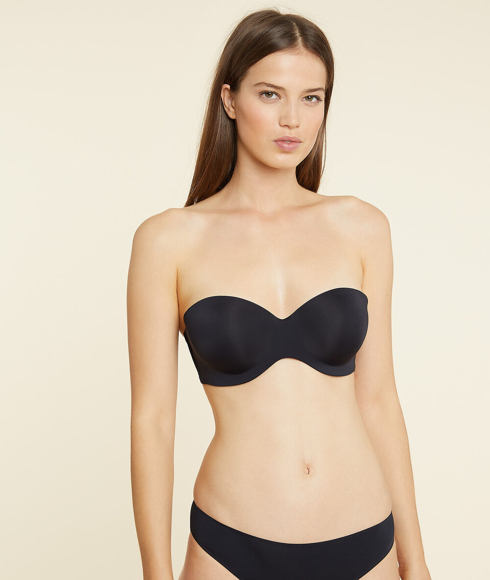 Bandeau microfibre, bretelles amovibles bonnet d noir.