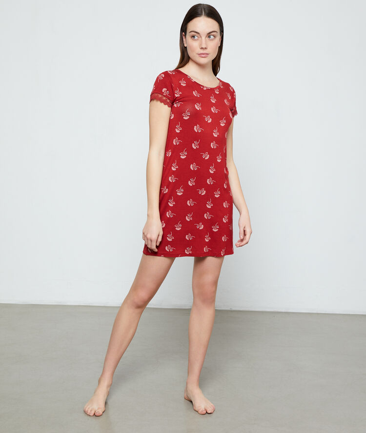 Nachthemd met print terracotta.