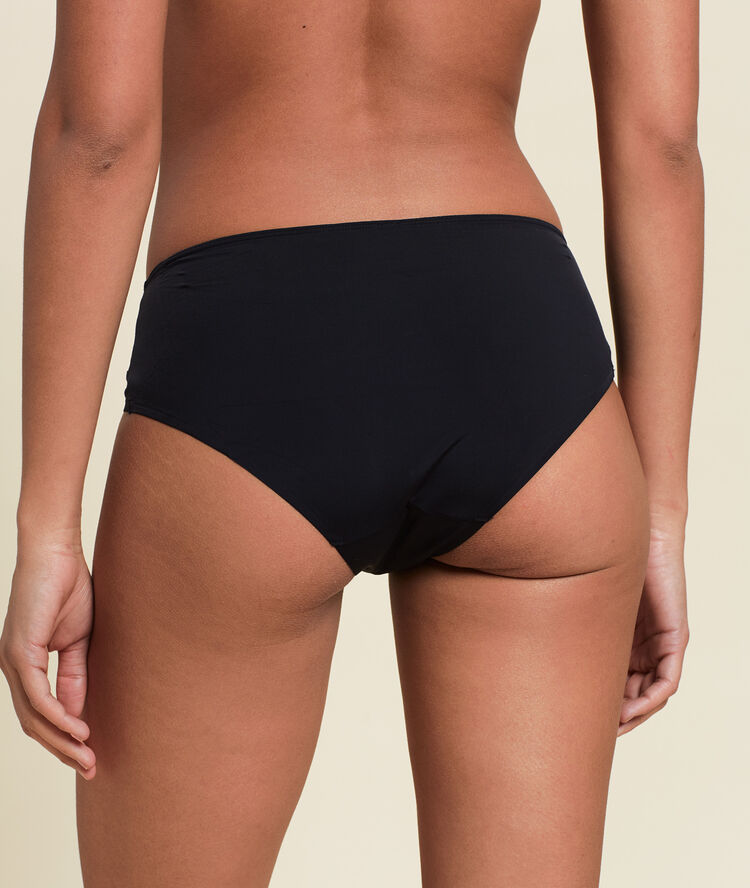 Shorty in iriserende microvezel zwart.