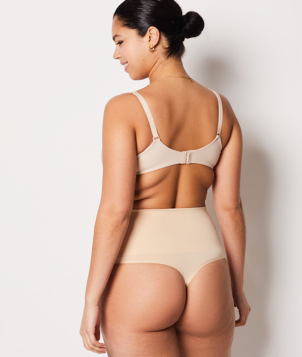 Shapewear string met hoge taille - gemiddelde ondersteuning beige.