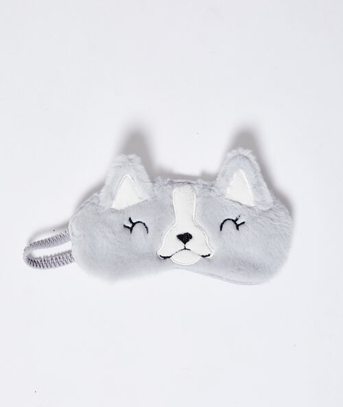 Hondenmasker in fleece grijs.