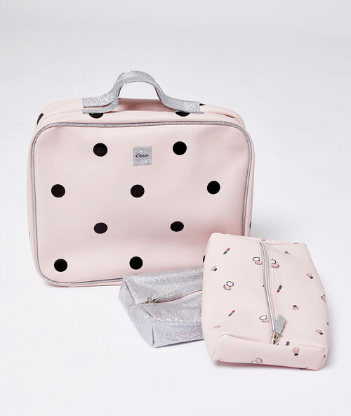 Set met 3 toilettasjes roze.