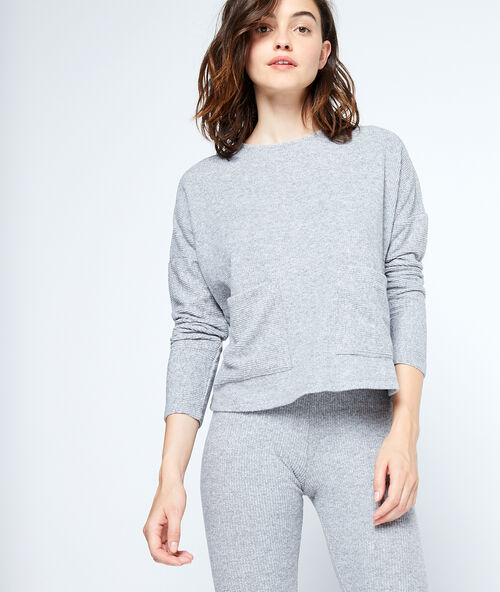 T-shirt met lange mouwen en zakken grijs.