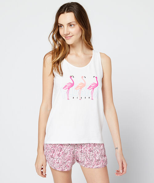 Top en coton flamands roses "florida" ecru.