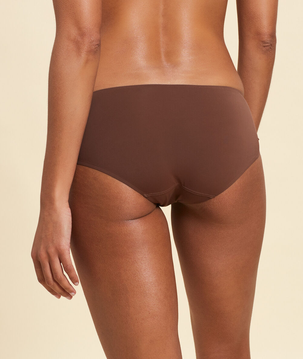 Shorty en microfibre marron clair.