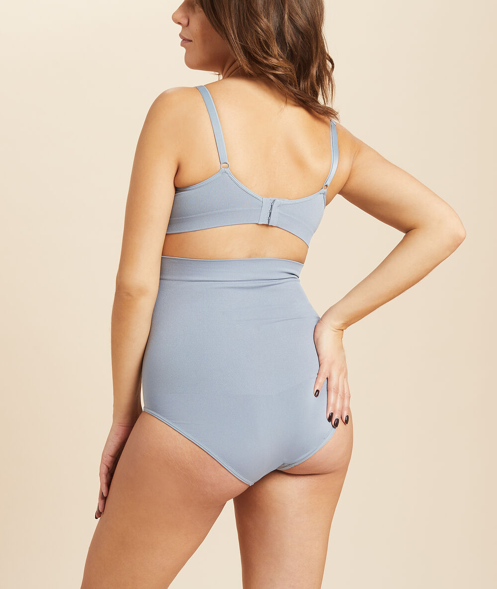 Naadloze slip met hoge taille blauw.