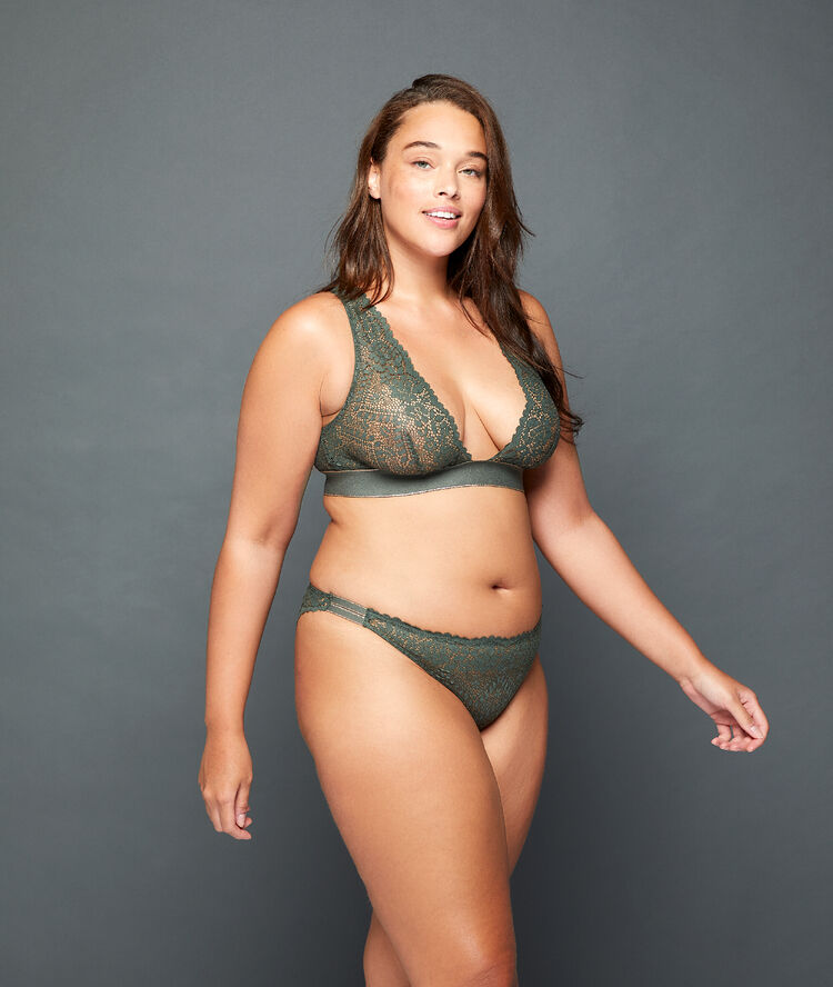 Brassière, dos dentelle kaki.