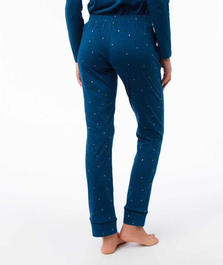 Pantalon imprimé bleu canard.