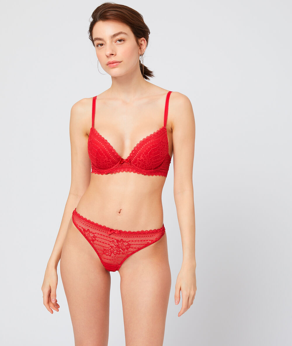 Soutien-gorge n°2 - push-up plongeant rouge.