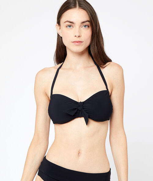 Bandeau bikinitopje, met strik zwart.