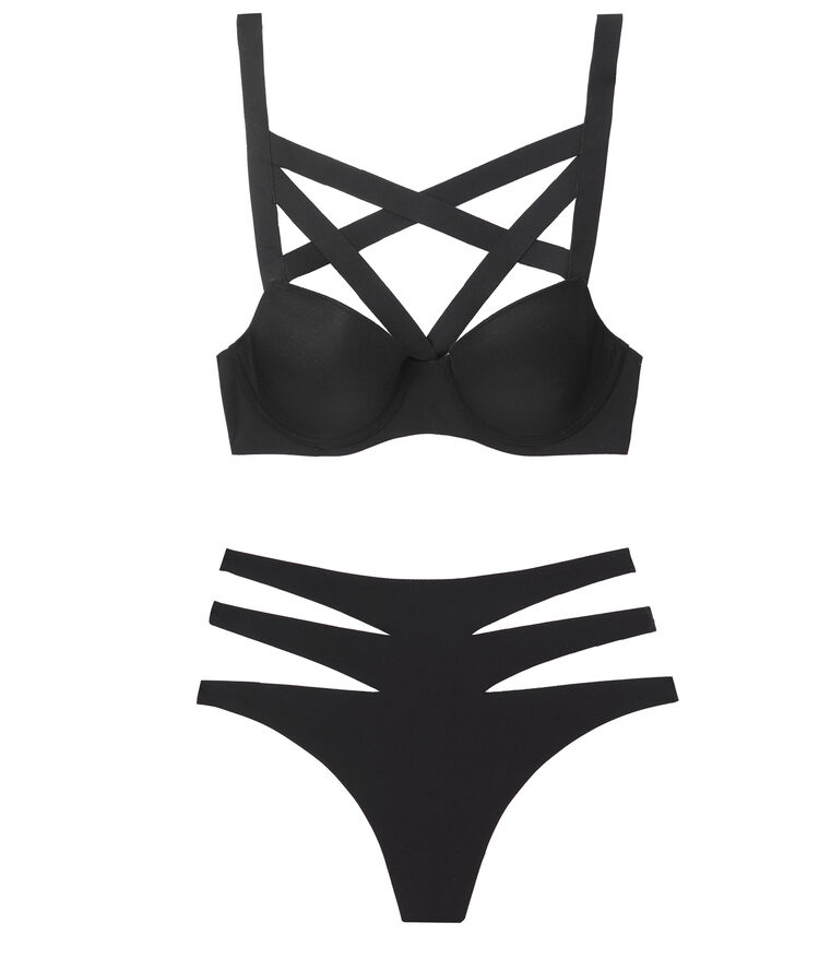 String hoge taille met banden zwart.