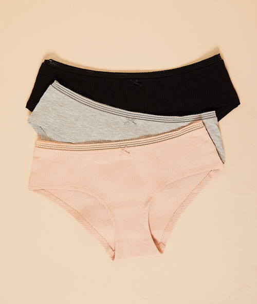 Set met 3 corduroy shorty's zwart/grijs/roze.