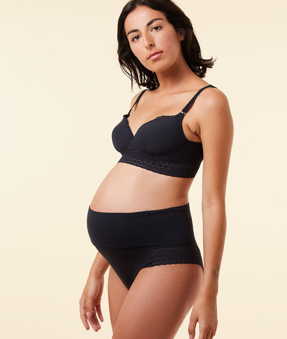 Culotte taille haute ceinture rabattable noir.