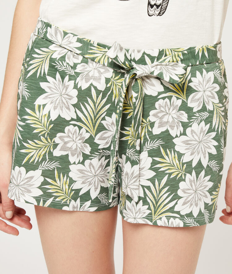 Short imprimé floral ecru.