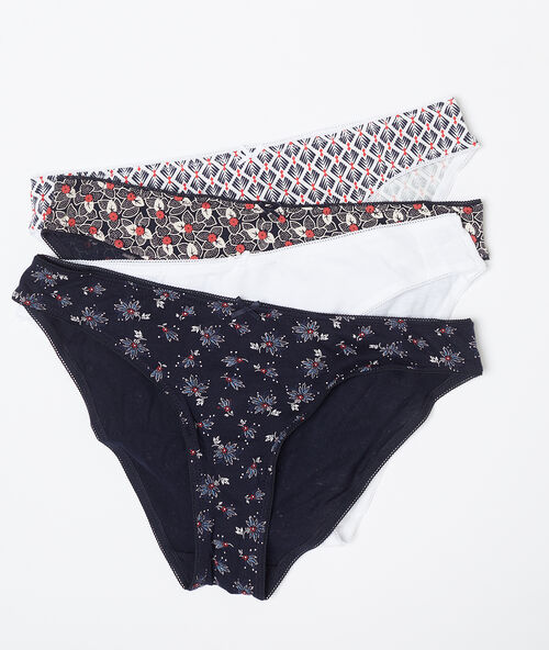 Set met 4 katoenen slipjes marine.