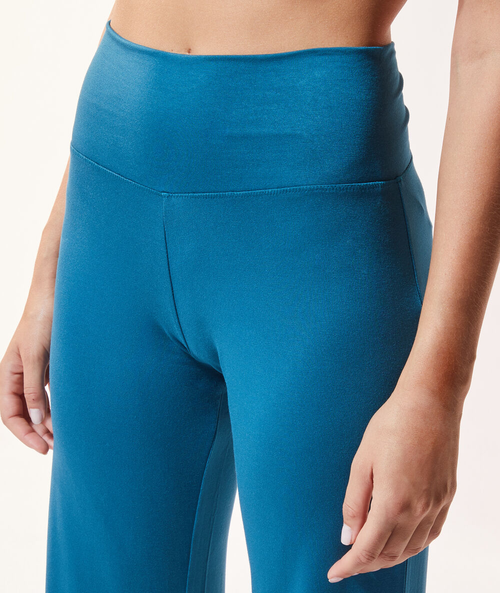 Broek met hoge taille eendenblauw.