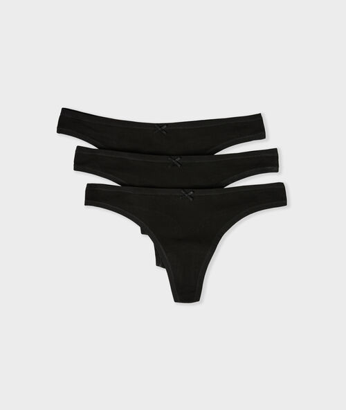 Lot de 3 strings en coton noir.