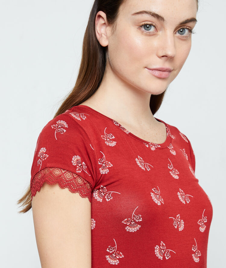 Nachthemd met print terracotta.