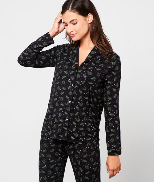 Chemise de pyjama imprim&eacute;e noir.