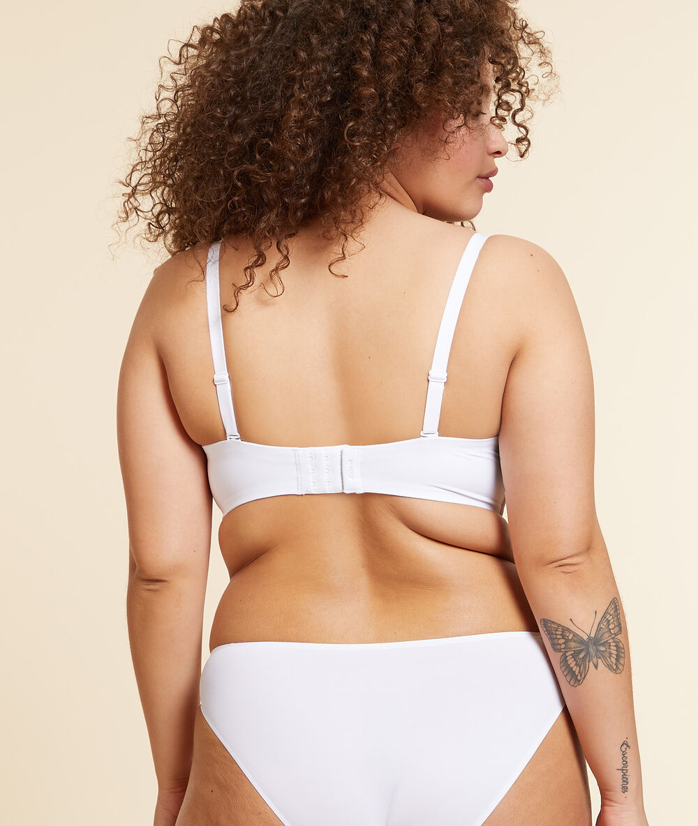 Bandeau microfibre, bretelles amovibles, bonnet e blanc.