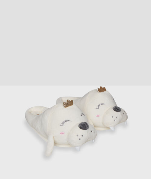 Chaussons mules 3d beige.