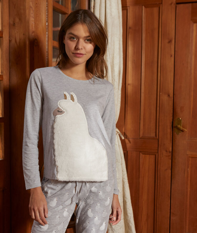 Pyjama 3 pièces lama ecru.